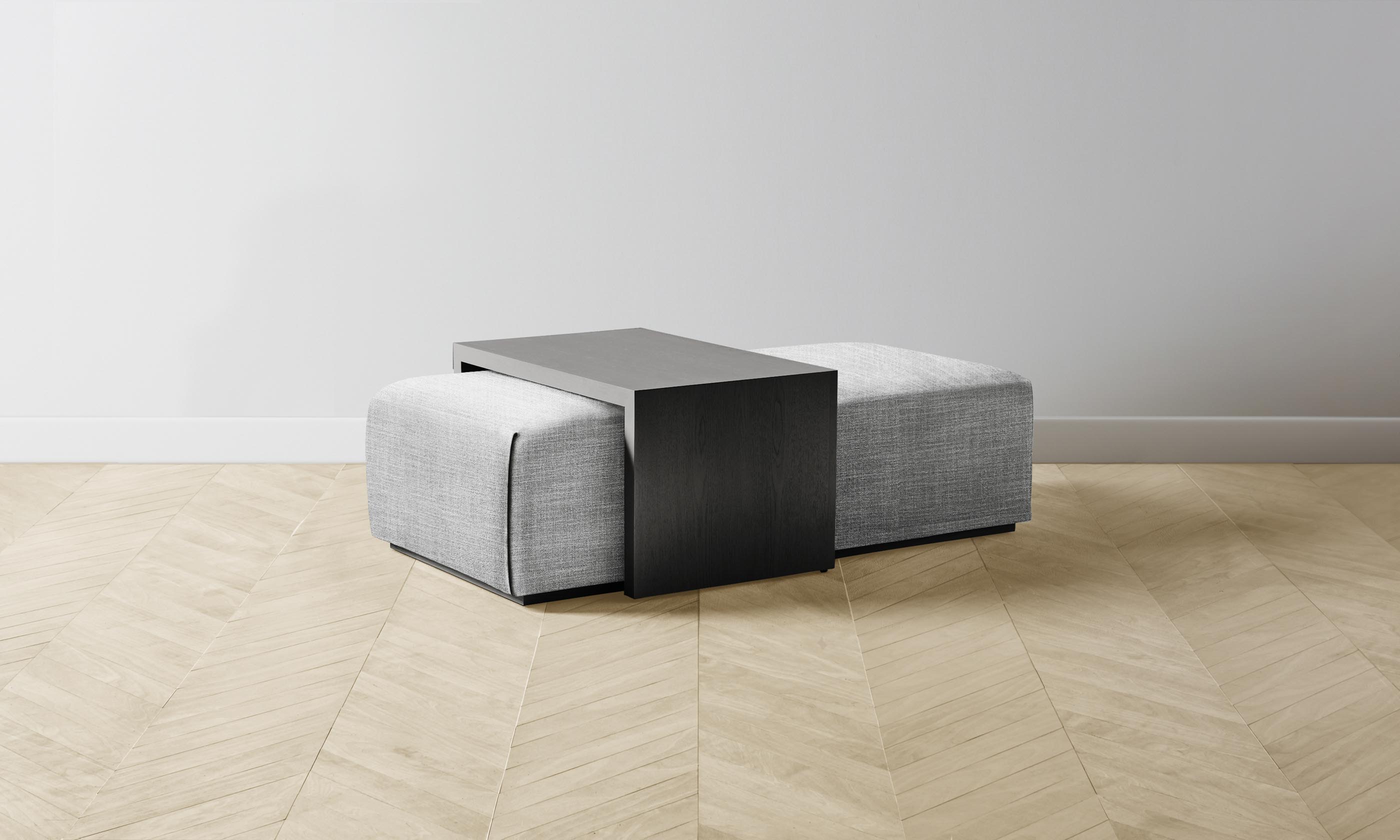 The Bowery Ottoman - Performance Textured Tweed Alpine - Modern Living Room Accent Chair with Storage for Small Spaces