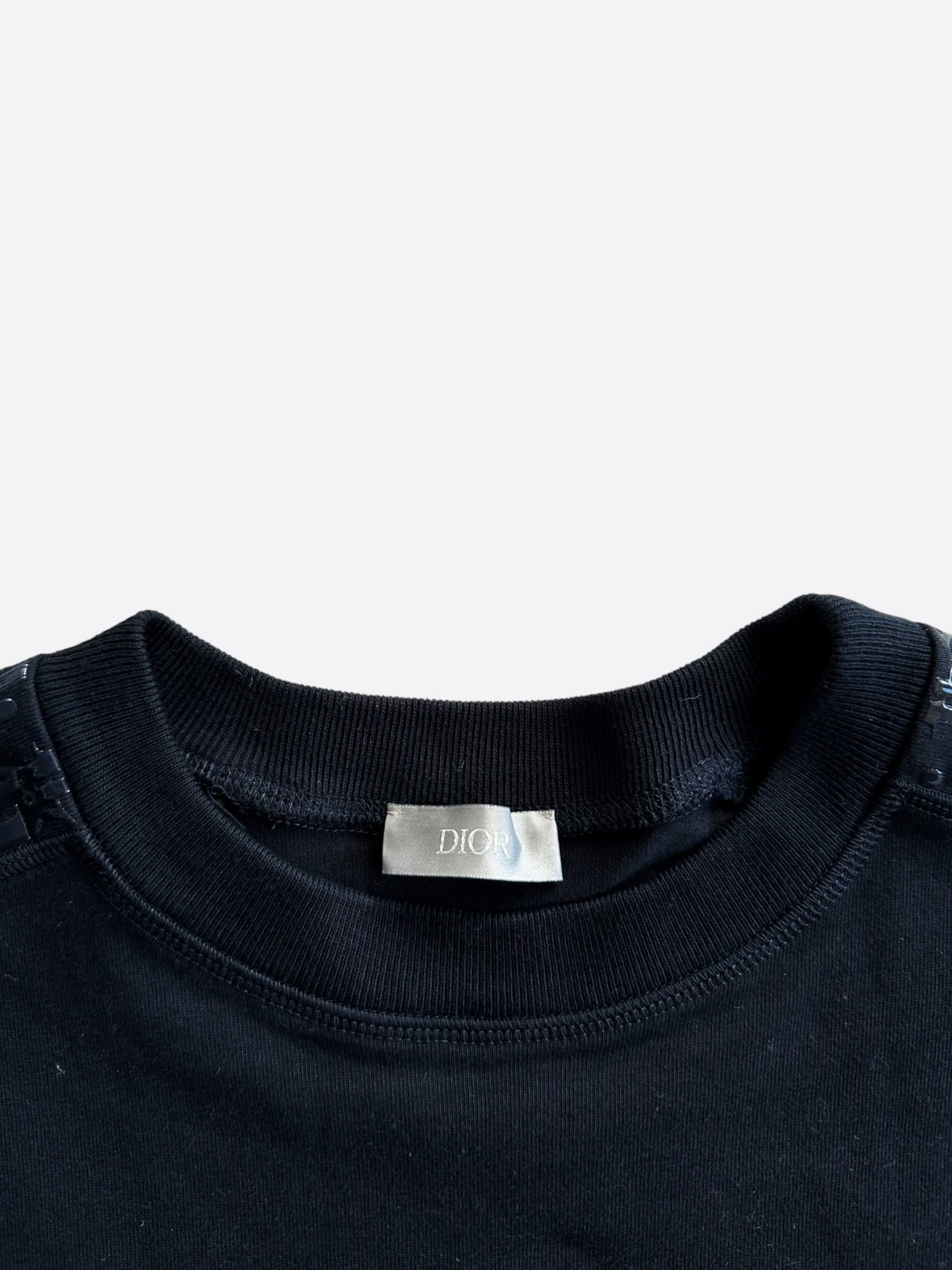 Dior Dark Blue Oblique Long Sleeve T-Shirt for Men | Luxury Cotton Crewneck Top | Perfect for Casual Wear, Date Nights & Special Occasions