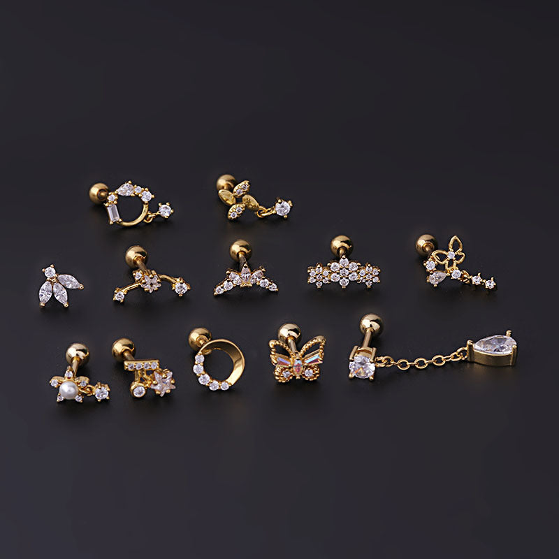 16G Butterfly Helix Stud Tragus Daith Stud Earrings - Stainless Steel Body Jewelry for Cartilage Piercing | Perfect for Everyday Wear, Parties & Gifting