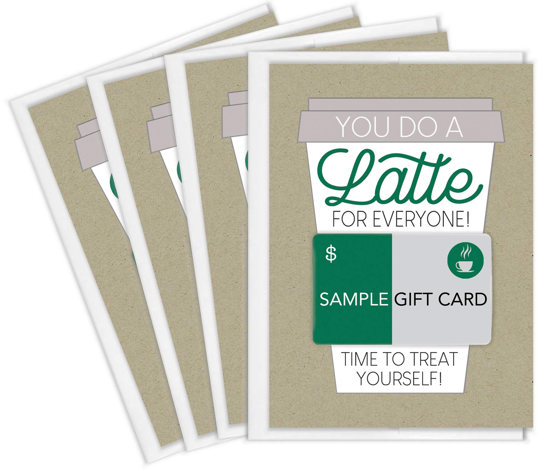 Tiny Expressions Thanks a Latte Coffee Gift Card Holders - Set of 4 with Envelopes - Perfect for Barista Appreciation, Coffee Lover Gifts & Small Business Employee Recognition