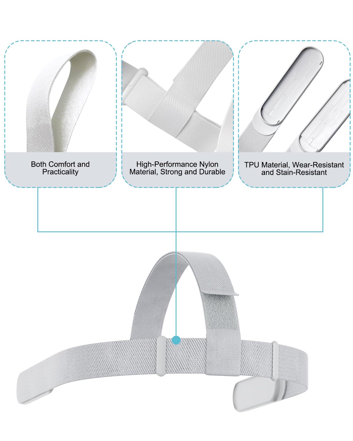 Original Tan Replacement Head Strap for Oculus Quest 2 & Meta Quest 2 VR Headset - Enhanced Comfort with 4 Controller Thumb Grip Caps - Perfect for Extended Gaming & Virtual Reality Sessions