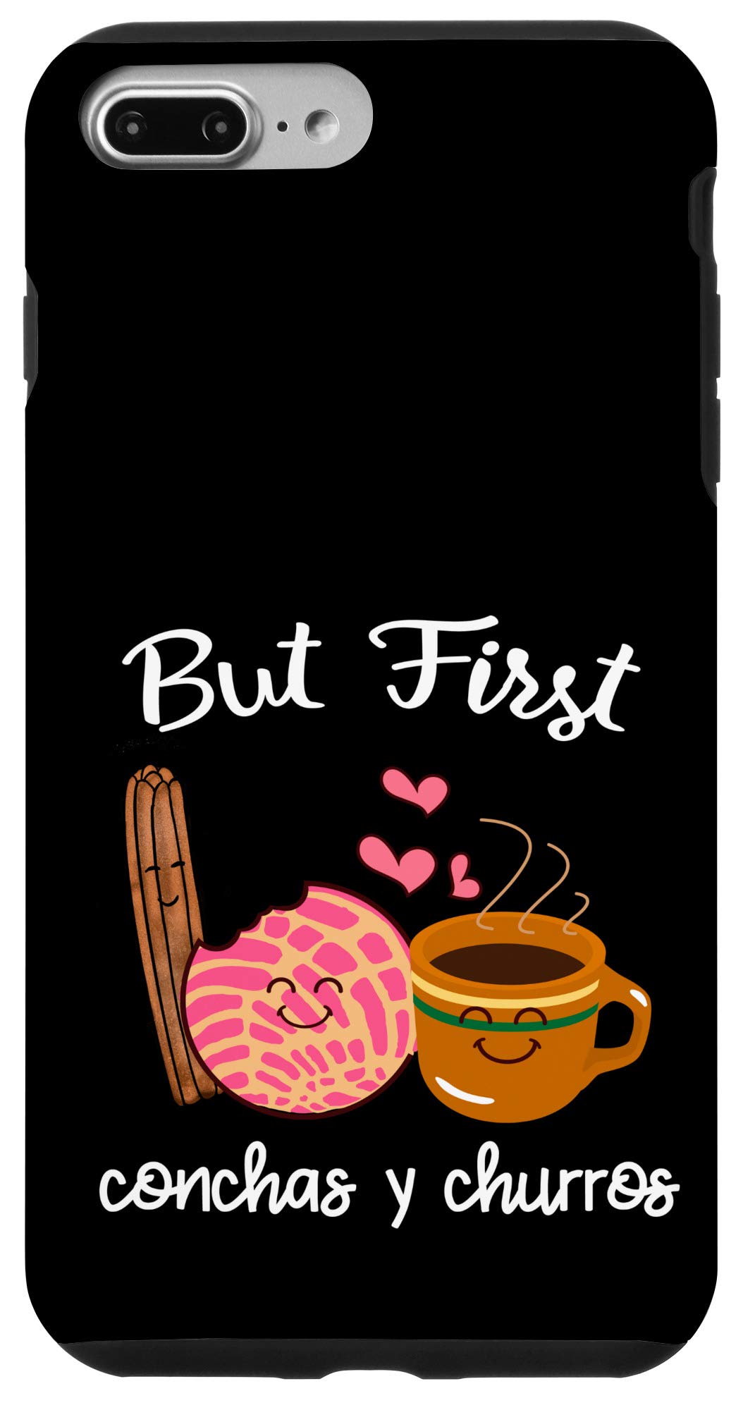 Trendy Cute iPhone 7 Plus/8 Plus Phone Case - Conchas y Churros Design Latina Themed Protective Cover - Perfect Gift for Women, Girls & Hispanic Culture Lovers (Great for Daily Use, Parties & Cultural Events)