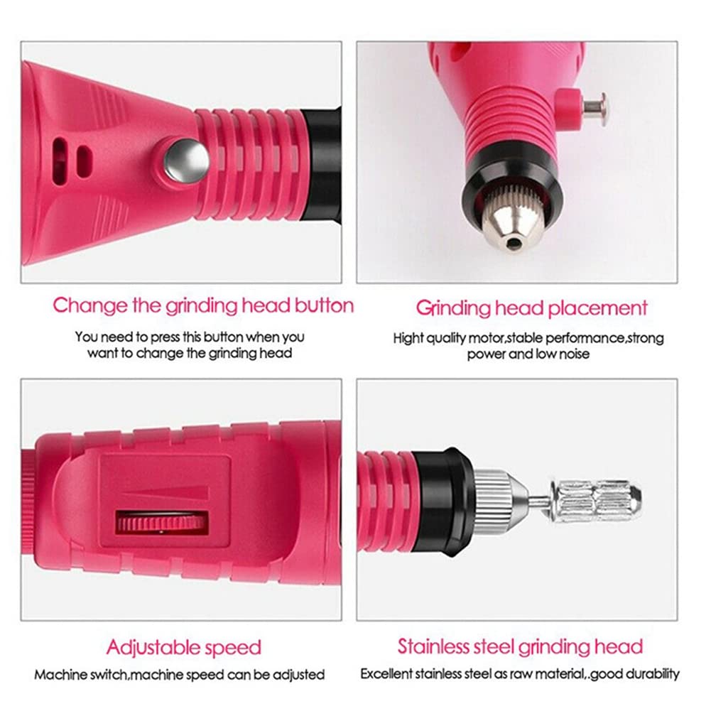 WETPET Professional Electric Nail Drill Kit - Rechargeable Nail File Machine for Acrylic & Gel Nails, Manicure Pedicure Tools with 6 Bits & LED Light | Perfect for Salon & Home Nail Care