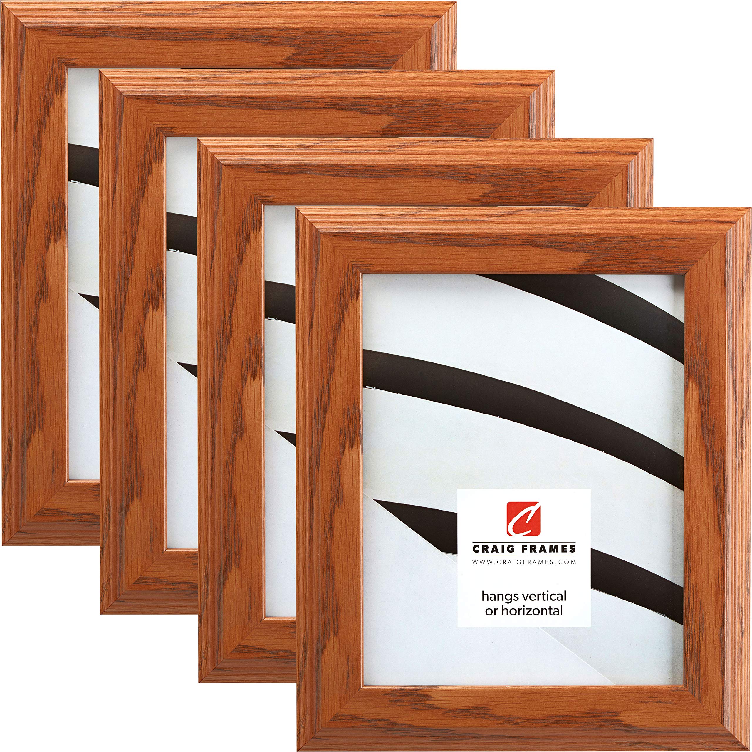 Craig Frames FW4NA 8x10 Inch Picture Frame Set of 4 - Traditional Brown Wood Photo Frame for Wall or Tabletop Display - Perfect for Family Photos, Artwork, and Home Decor