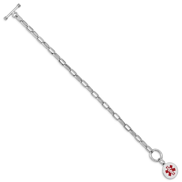 925 Sterling Silver Engraveable Medical Alert ID Bracelet - Personalized Name & Emergency Info Disc - Perfect for Allergies, Diabetes & Medical Conditions (Ideal for Seniors, Kids & Travel)