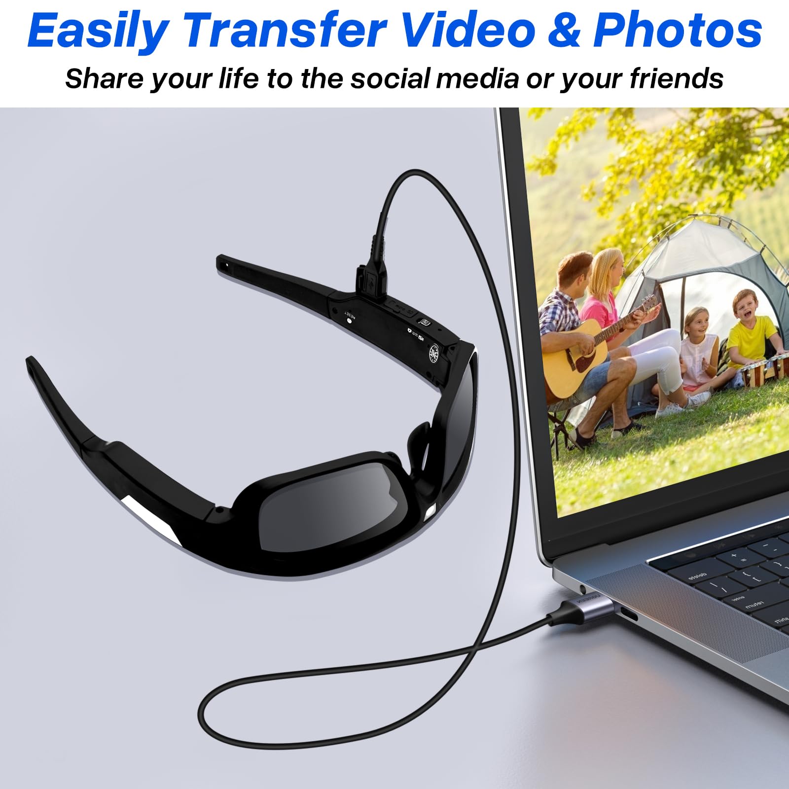4K HD Camera Sunglasses with Polarized UV Protection Lens - Sport Action Glasses for Travel, Outdoor Activities & Adventure (Black) | Perfect for Cycling, Hiking, Fishing & Recording Hands-Free Videos