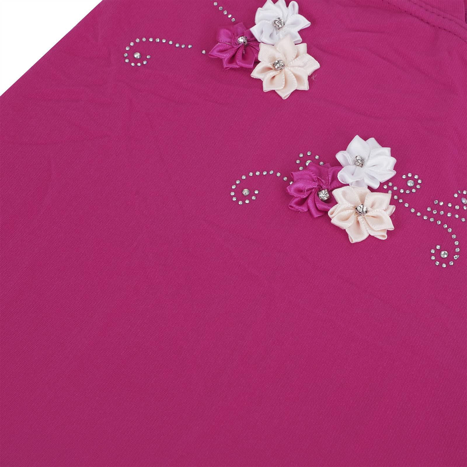 Girls Muslim Hijab Floral Lace Head Scarf - Islamic Modesty Shawl for Kids & Teens - Breathable Arab Head Wrap with Flower Embroidery - Perfect for School, Prayer & Special Occasions