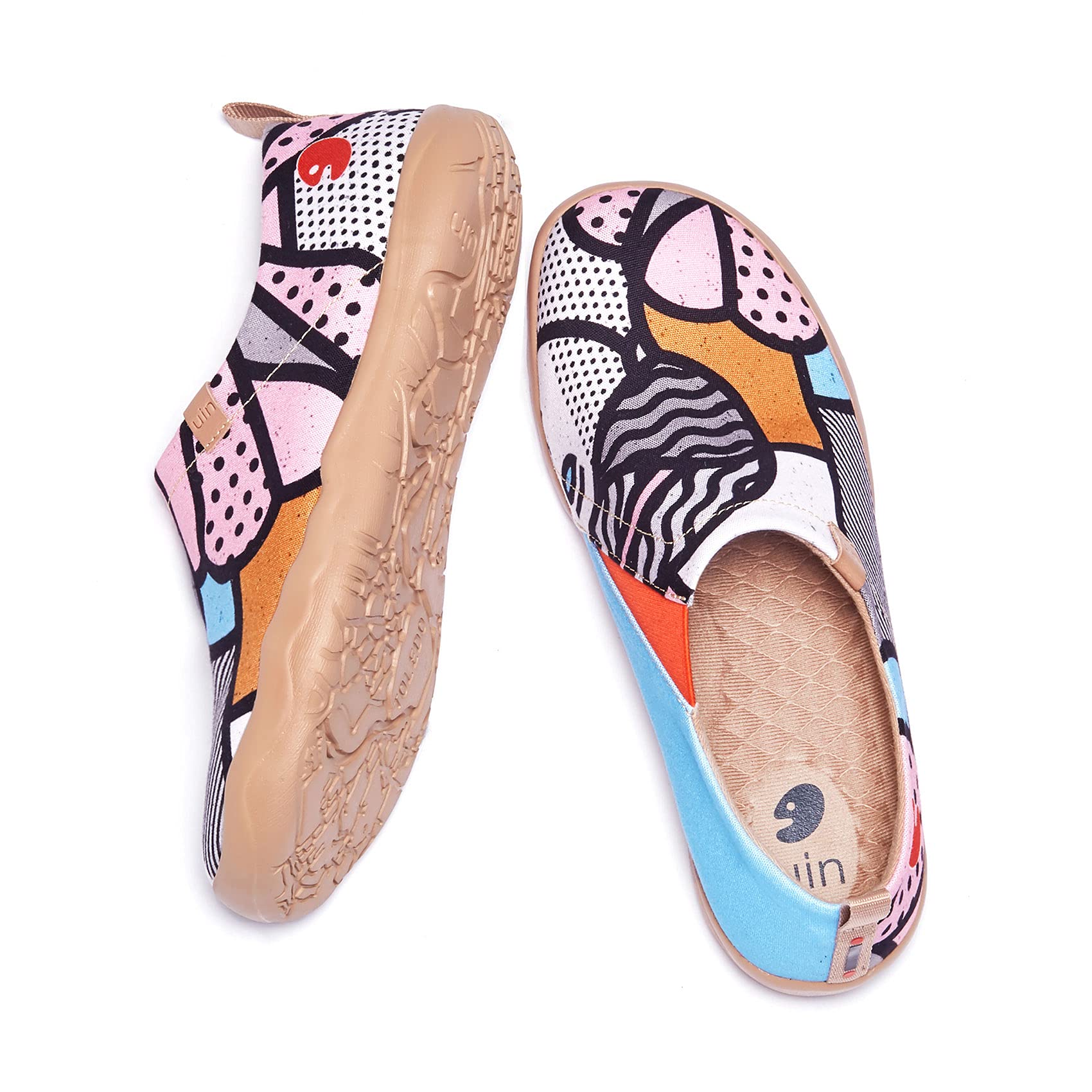 UIN Women's Slip On Sneakers - Comfortable Knit Loafers with Artistic Painting | Soft Walking Shoes for Casual Wear, Travel & Daily Errands