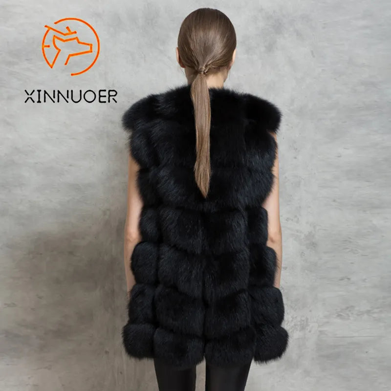 Luxury Women's Winter Fox Fur Coat - Natural Real Fox Fur, Warm Thick Winter Jacket for Cold Weather - Perfect for Outdoor Activities, Parties & Formal Events