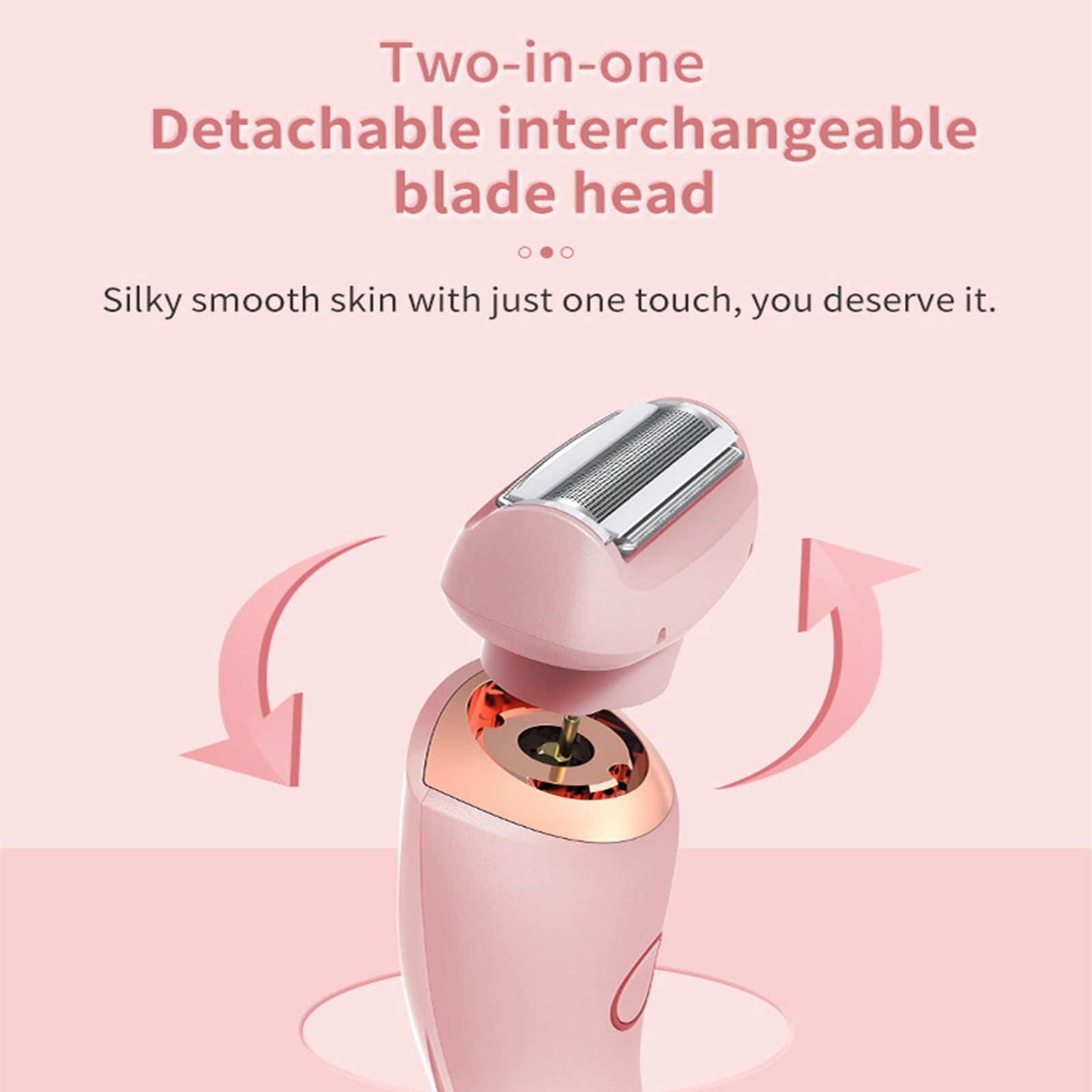 Vantique Glowbabe 2-in-1 Electric Shaver for Women - IPX7 Waterproof Wet & Dry Portable Lady Shaver - Smooth Hair Removal for Legs, Underarms, Bikini Line - Perfect for Travel, Gym & Quick Touch-Ups (Blue)