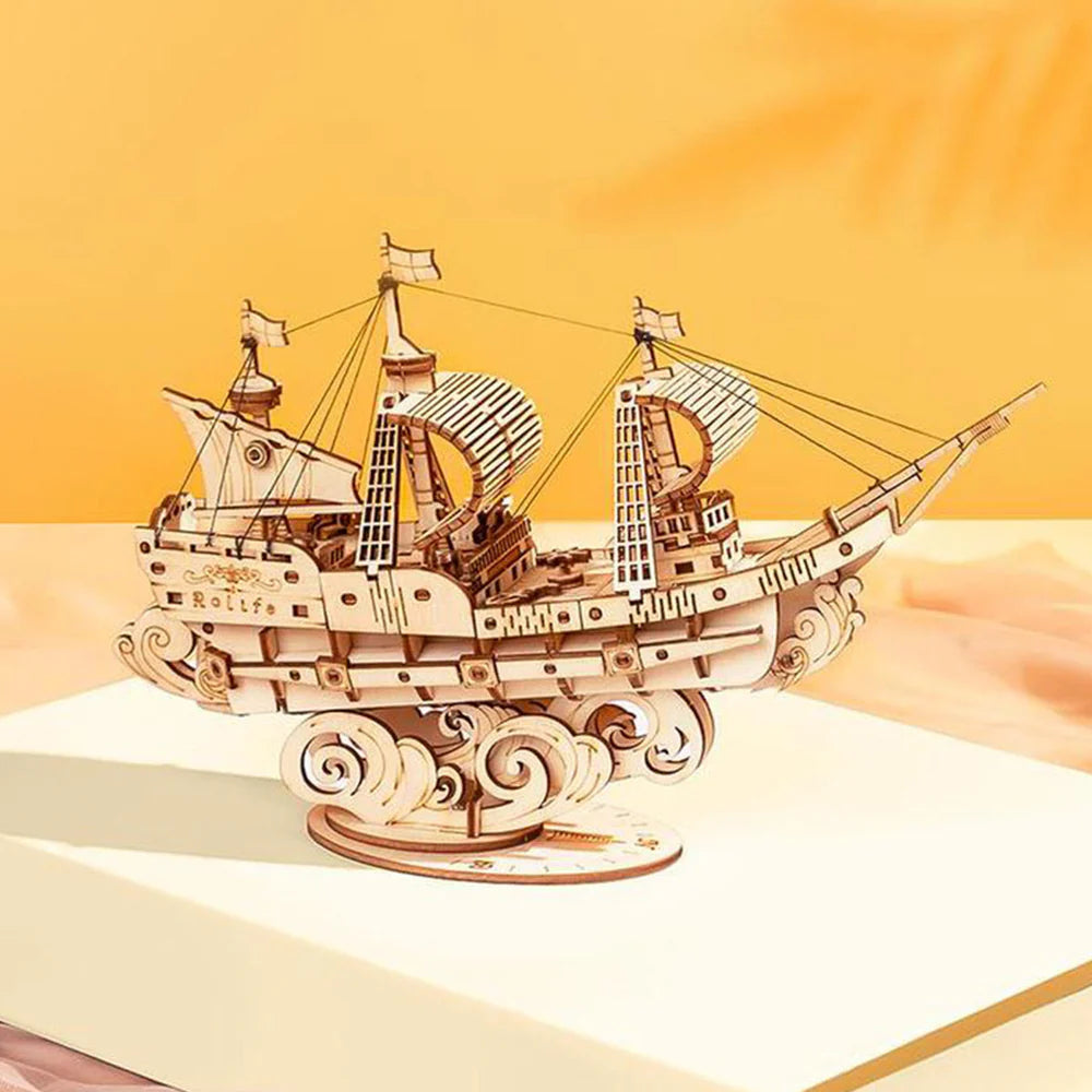 ROBOTIME 3D Wooden Sailing Ship Model Kit - DIY Wooden Boat Building Kit for Adults & Teens - Perfect for Home Decoration, Gift, and Relaxation (Great for Birthday, Christmas, and Stress Relief)
