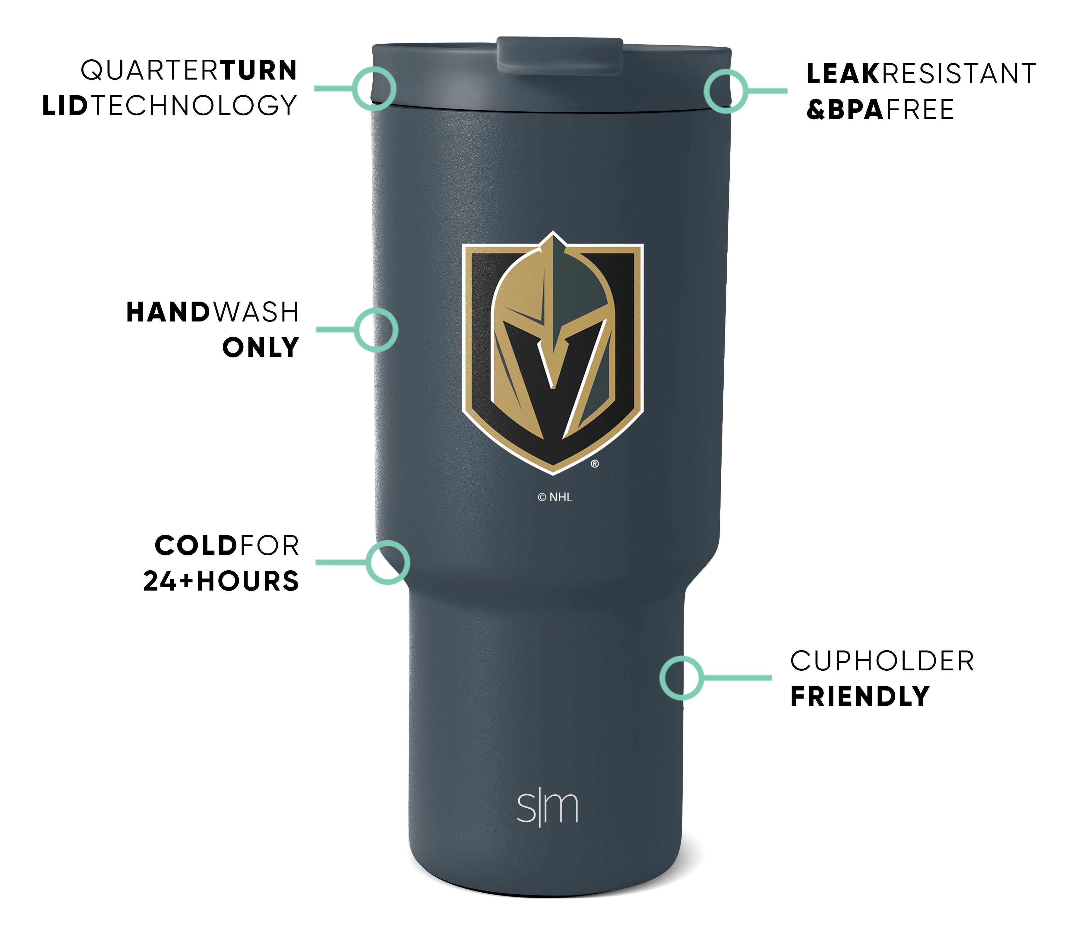 NHL Trek Tumbler 20oz Insulated Stainless Steel Water Bottle with Lid - Leakproof Travel Mug for Hockey Fans, Perfect for Game Day, Camping & Outdoor Activities