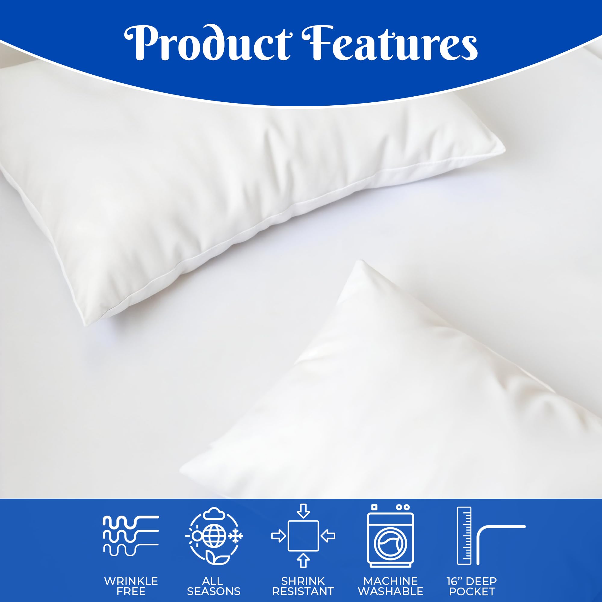 Infinitee Xclusives 3-Piece Twin Sheet Set | White | 16-Inch Deep Pocket | Ultra Soft Brushed Microfiber | Wrinkle-Free & Easy Fit | Perfect for Kids Rooms, Guest Beds & Dorm Essentials