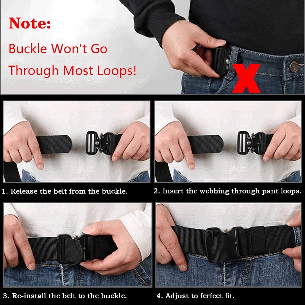 MOZETO Tactical Belt for Men - Heavy Duty Military Web Belt with Quick Release Metal Buckle | Perfect for Hiking, Work, Outdoor Activities & Concealed Carry
