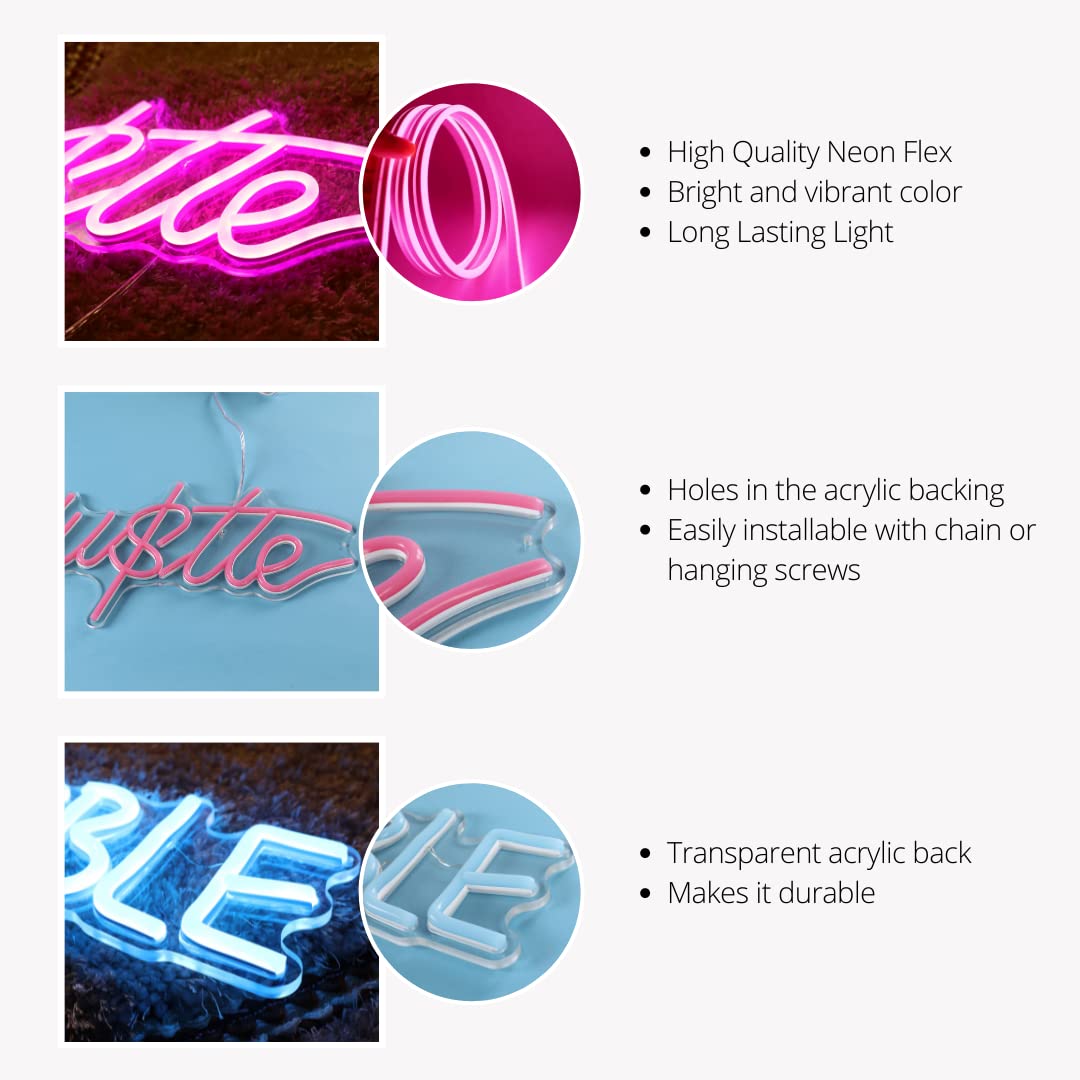 Good Vibes Neon Sign - Dimmable LED Wall Decor for Bedroom, Game Room & Parties | Ice Blue Aesthetic Lighting for Home & Bar Decor | Perfect for Wall Art, Gifts & Special Events