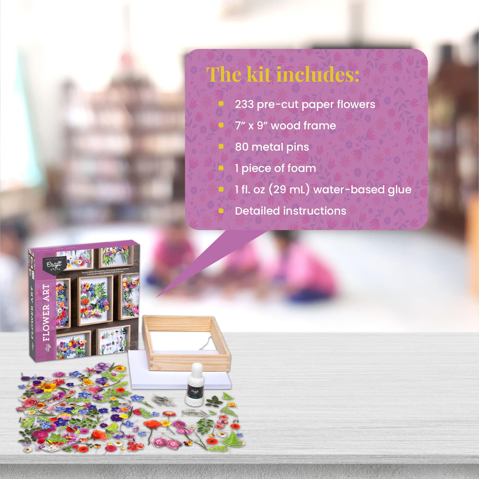 DIY Flower Craft Kit for Teens & Adults - Create Stunning Paper Flower Wall Art & Faux Flower Terrarium - Includes Precut Paper Flowers & Glue - Perfect for Home Decor, Gift Giving & Creative Relaxation