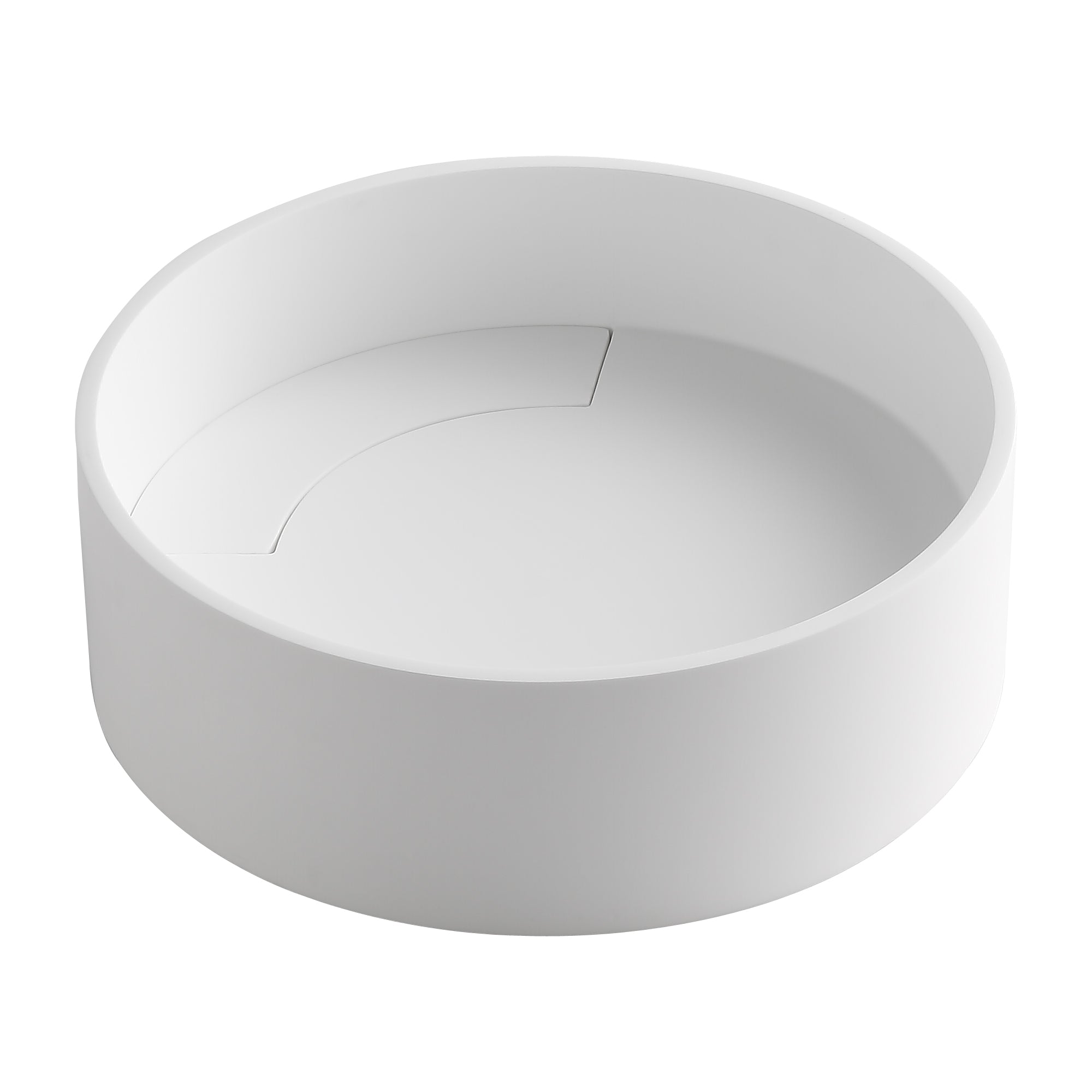 Ancona Round Pure Acrylic Stone Vessel Bathroom Sink in Matte White - Modern Vanity Sink for Bathroom Remodeling & Powder Room Upgrade