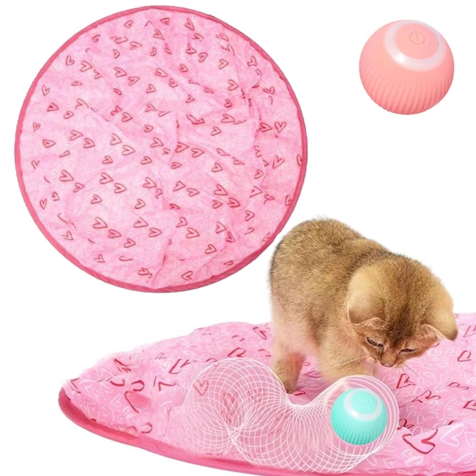 NETFEN 2-in-1 Interactive Cat Toy with Hunting Simulation & Tunnel - Pink Indoor Cat Toys for Exercise & Play - Perfect for Boredom Relief & Active Playtime