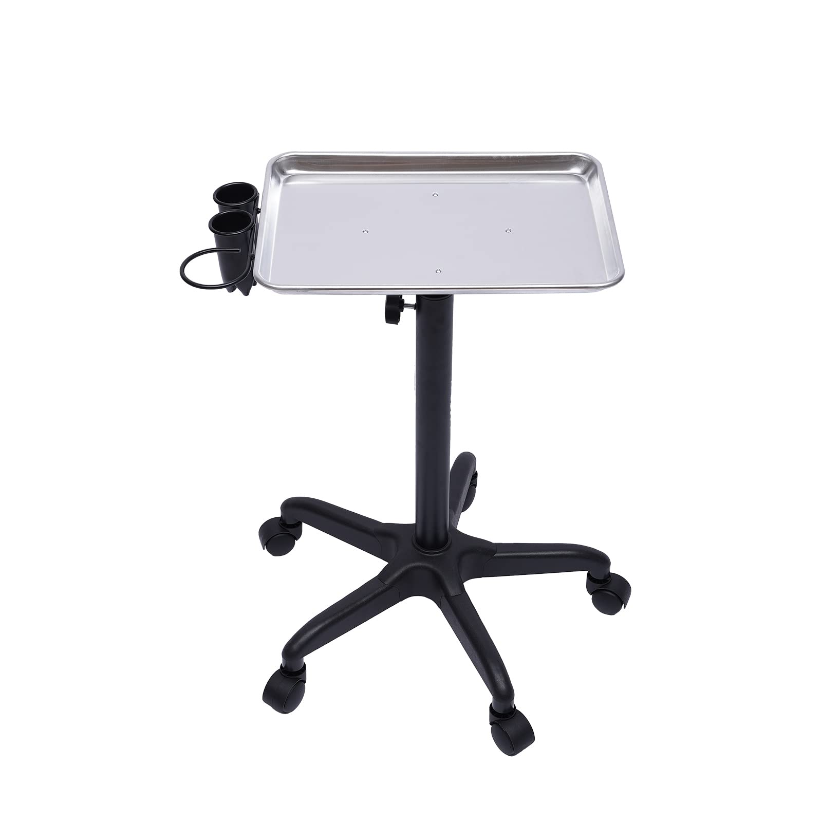 **Adjustable Height Salon Tray Cart with Wheels & Storage – Aluminum Tattoo & Spa Equipment Organizer for Salon, Home, or Mobile Services – Perfect for Makeup, Nail, & Hair Tools**