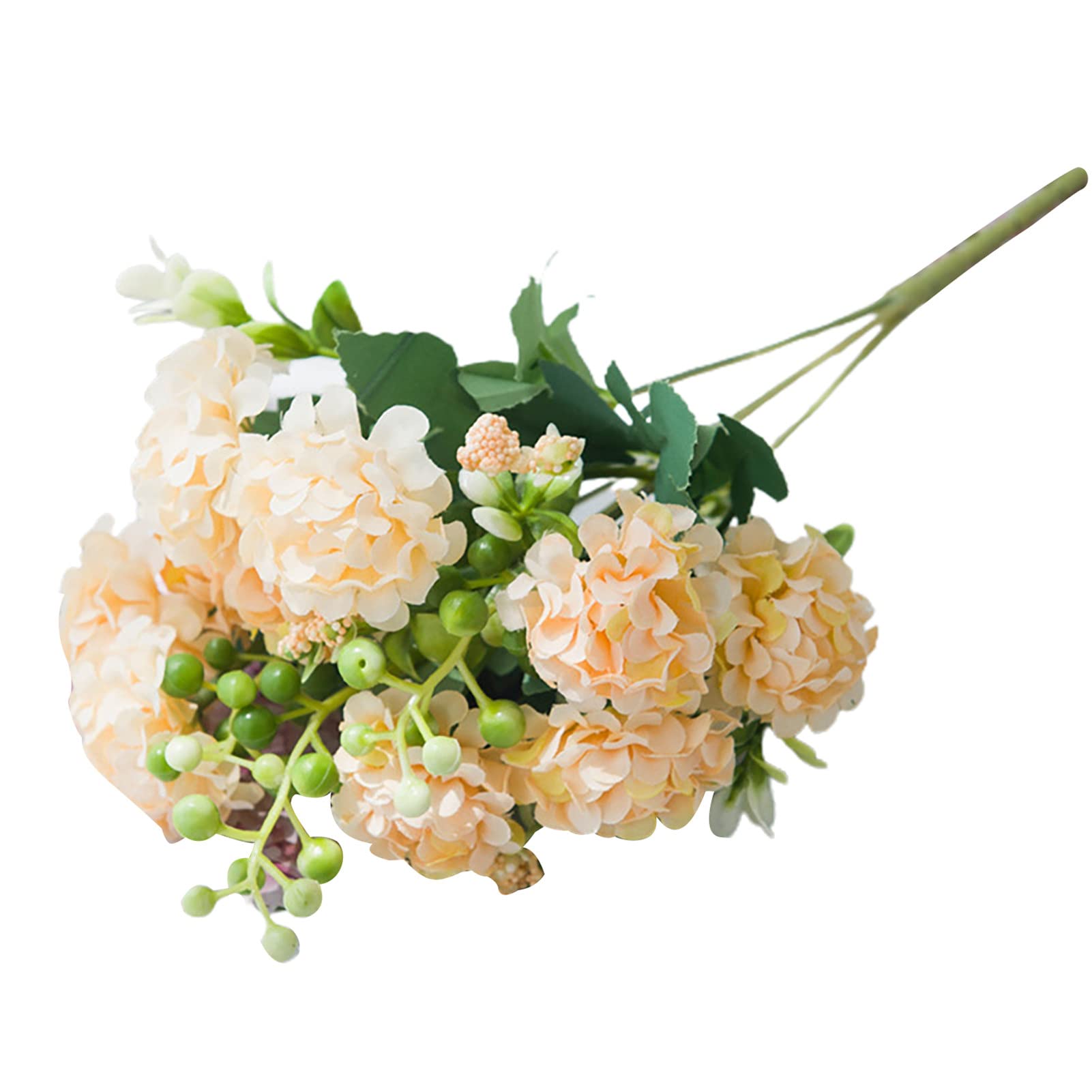 1 Bouquet Romantic Faux Hydrangea Flowers - Colorfast Flexible Artificial Flowers for Home Decor, Wedding Centerpieces & Gardening Supplies (Champagne Color) | Perfect for Table Decorations, Party Arrangements & DIY Crafts