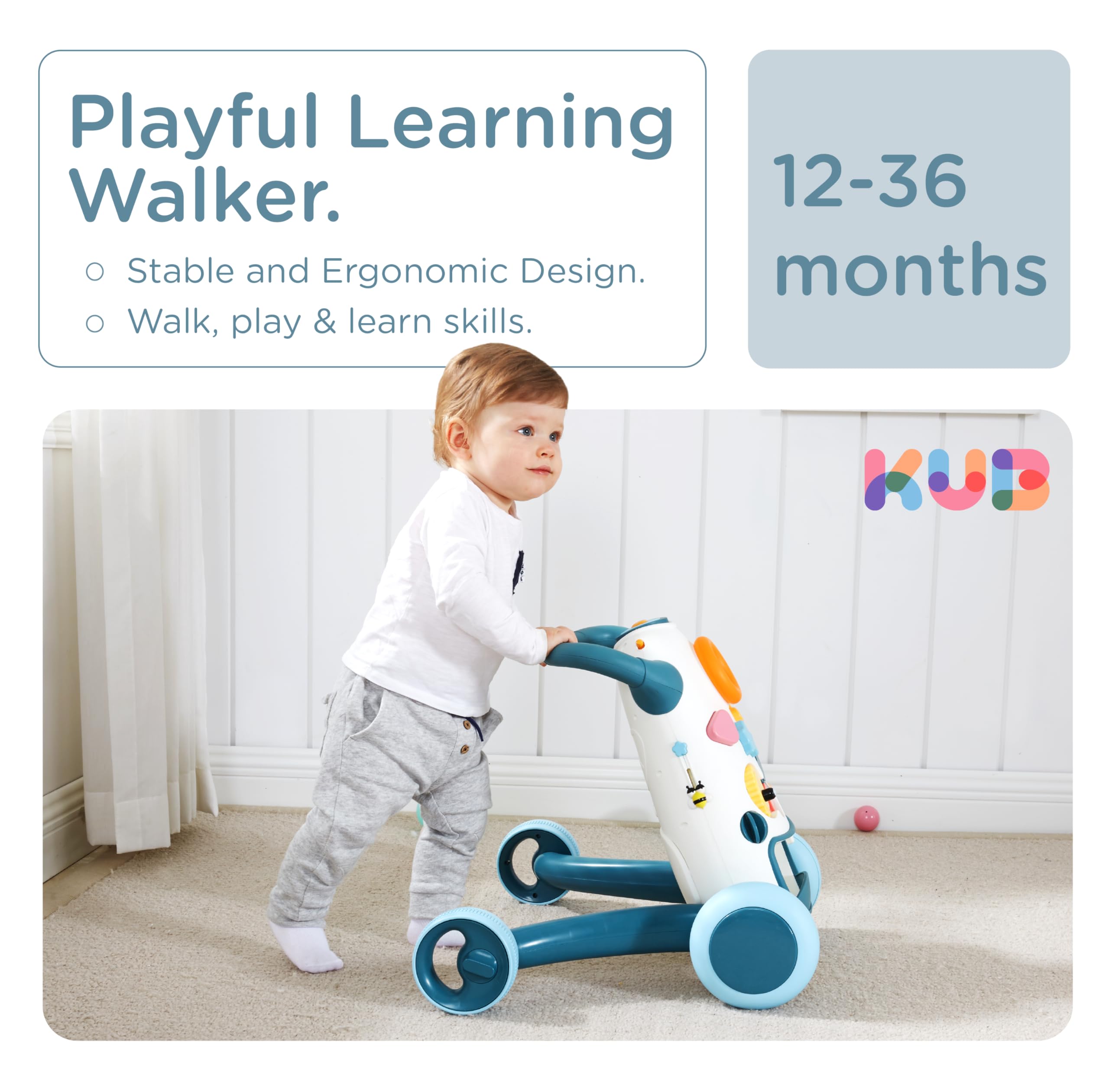 Montessori Baby Walker Push Toy for Toddlers - Interactive Learning Walking Toy with Soft Music, Lights & Adjustable Speed | Non-Slip Wheels Educational Activity Center | Perfect for Home Playroom & Daycare Development