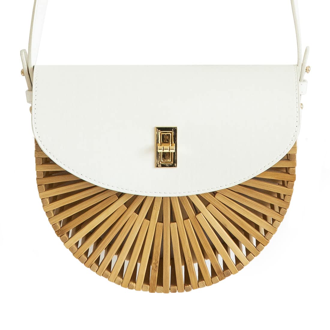 Handwoven Bamboo Crossbody Bag for Women - Natural Straw Summer Purse with Leather Strap | Eco-Friendly Beach Bag, Farmers Market Tote & Boho Festival Accessory