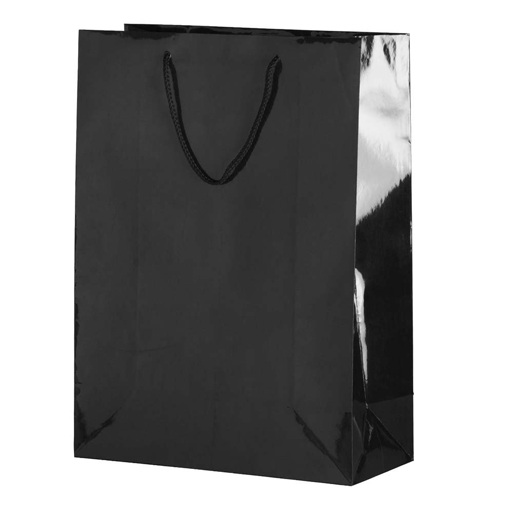 Premium Black Glossy Gift Bags with Rope Handles - X-Large for Party Favors