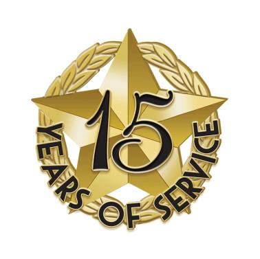 15-Year Service Star Lapel Pins - Gold Recognition Awards for Employees