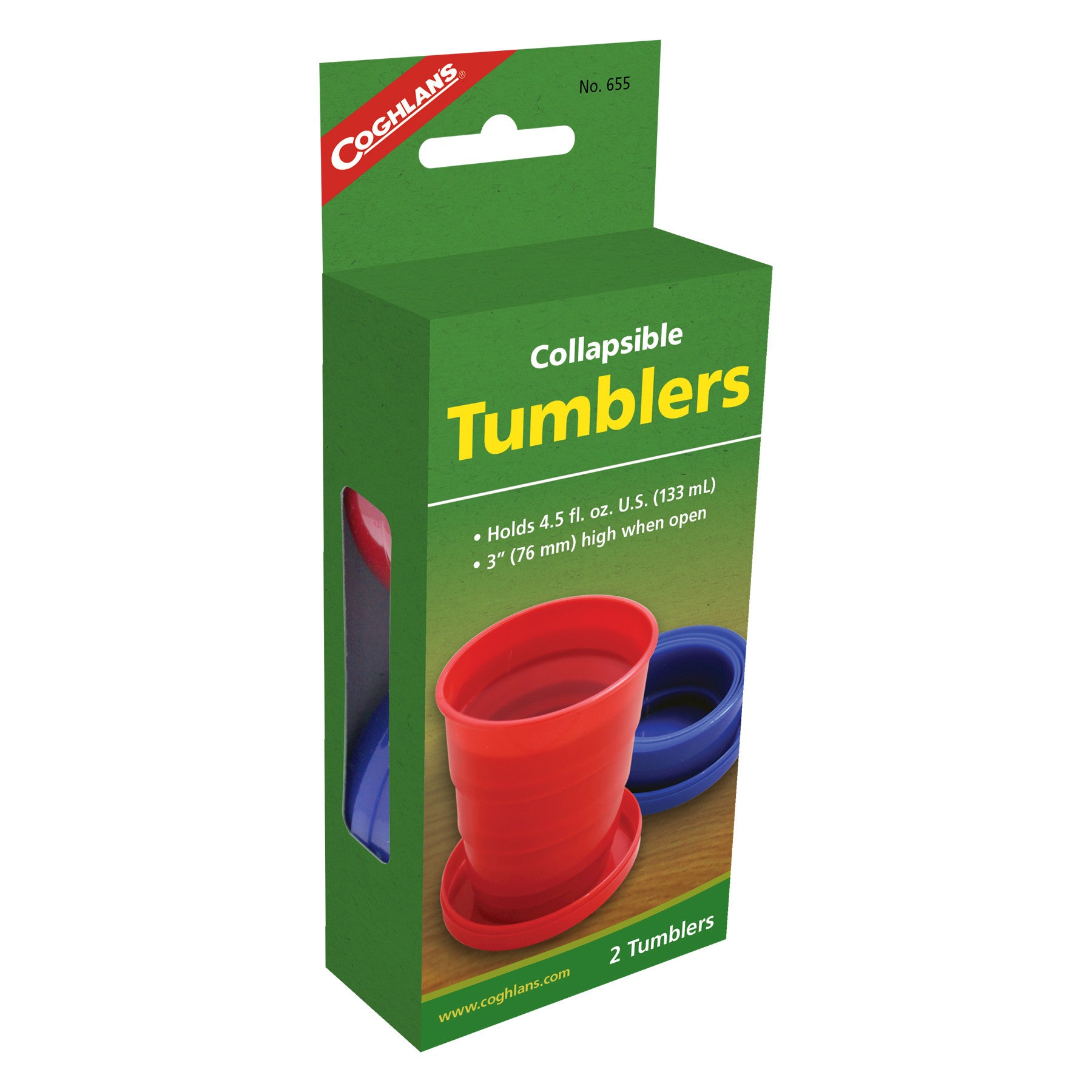 Coghlan's Collapsible Tumblers 2 Pack - Lightweight Travel Cups for Camping, Hiking & Outdoor Adventures - BPA-Free Plastic Drinking Glasses