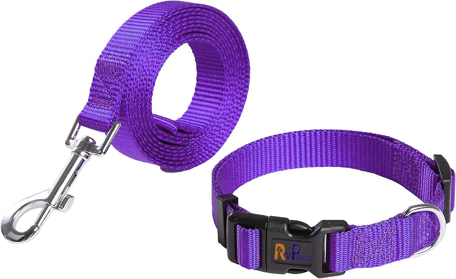 Premium Nylon Dog Collar and Leash Set for Small & Medium Dogs - Adjustable, Quick-Release, Breathable Puppy Collar with Matching Leash (Purple) - Perfect for Daily Walks, Training & Outdoor Adventures