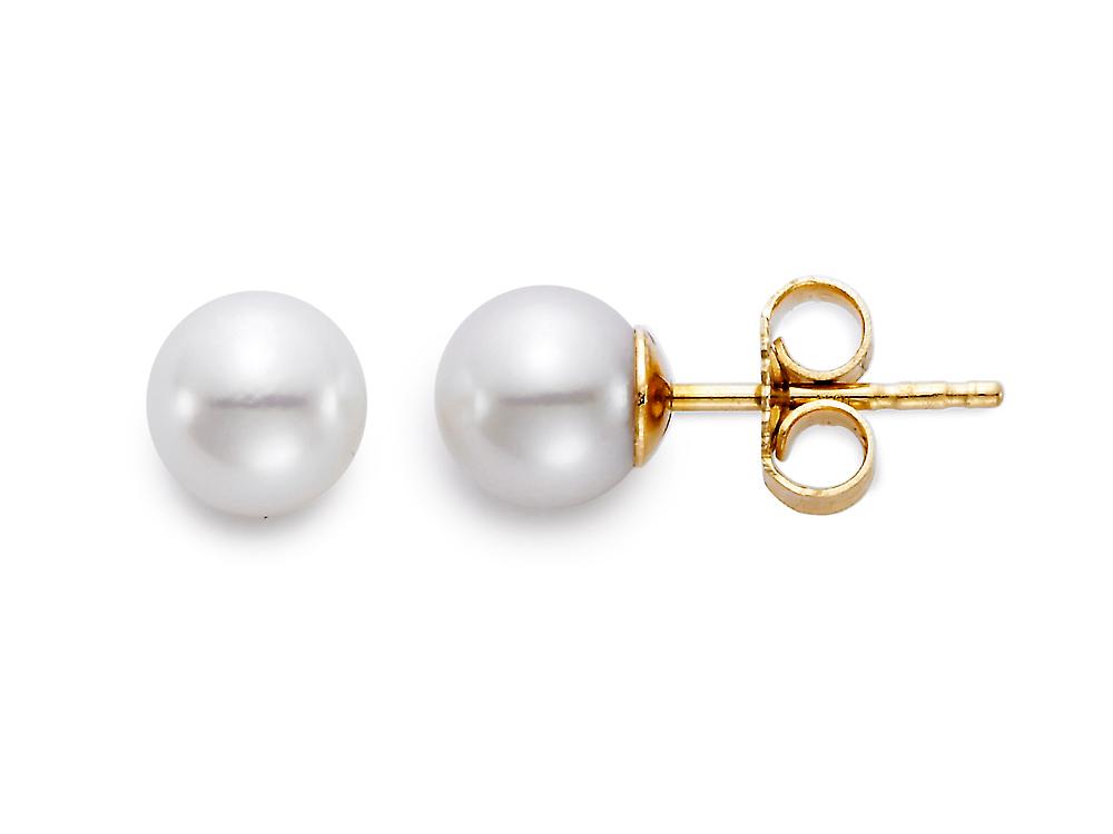 5.5-6mm AA Grade Akoya Pearl 18K Yellow Gold Stud Earrings - Perfect for Weddings, Parties & Everyday Elegance