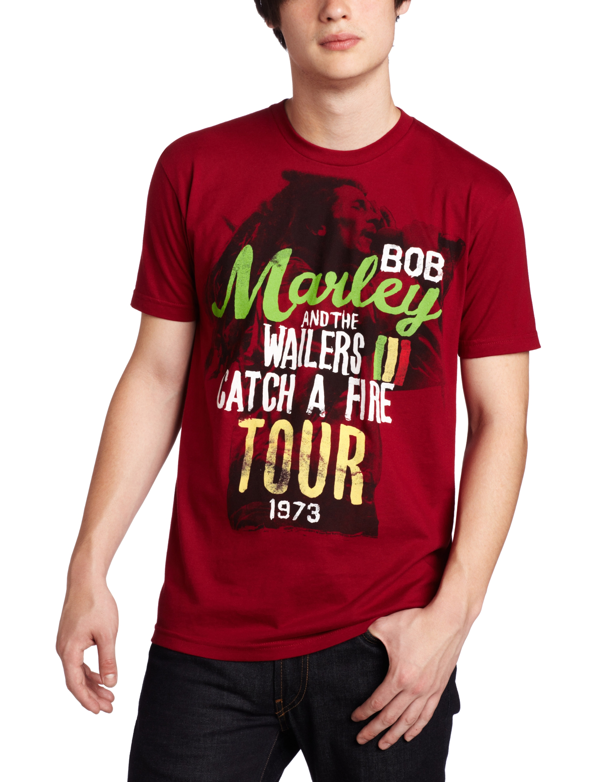Men's Cedella Marley Short Sleeve Catch A Fire Tour T-Shirt - Vintage Reggae Concert Tee for Casual Wear & Music Festivals