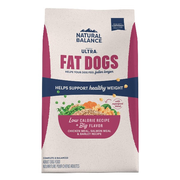 Natural Balance Fat Dogs Recipe Dry Dog Food - Low-Calorie Weight Management for Overweight Dogs - Perfect for Indoor & Senior Dogs with Less Activity