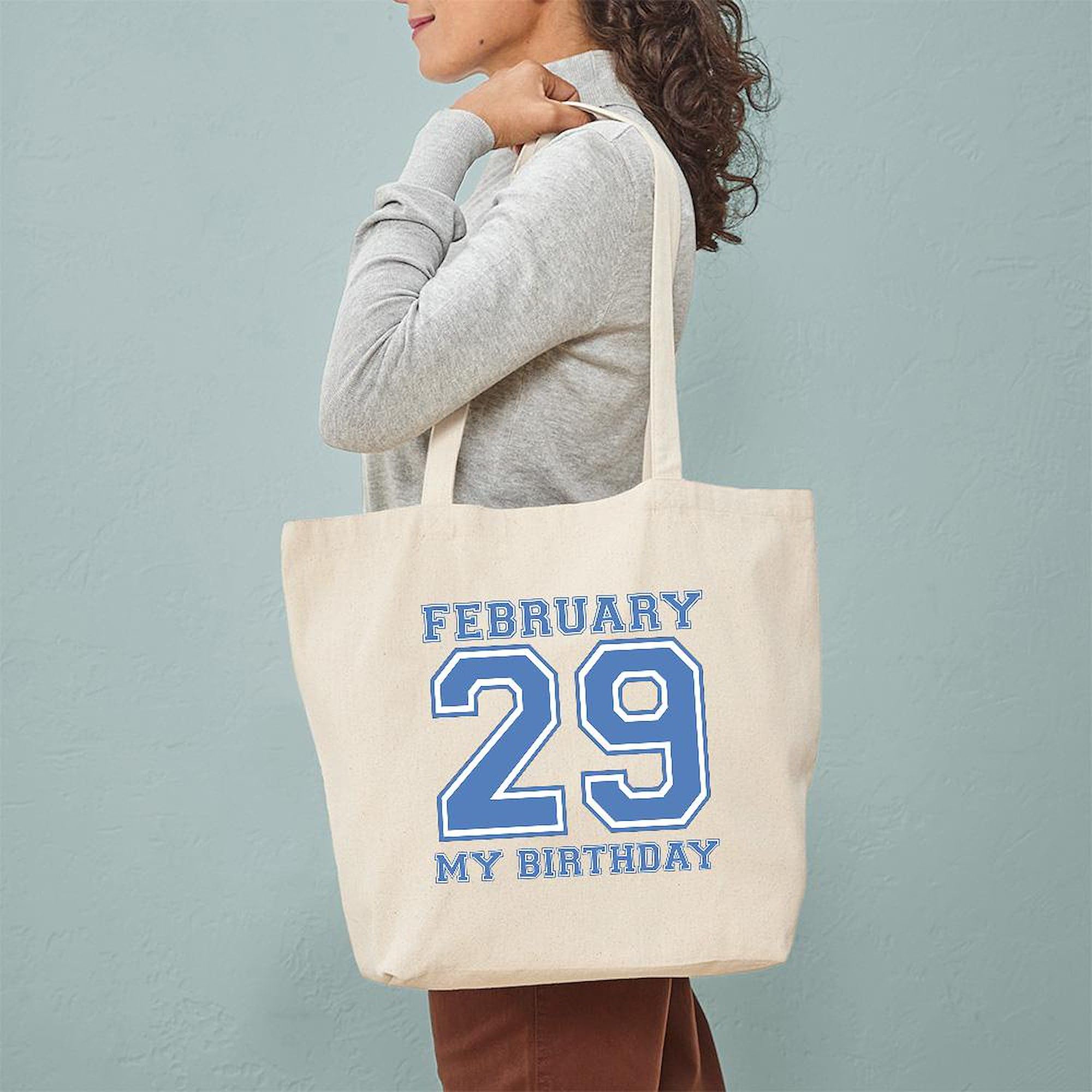 February 29 Birthday Tote Bag - Natural Canvas Reusable Shopping Bag for Leap Year Celebrations, Grocery Trips & Beach Outings