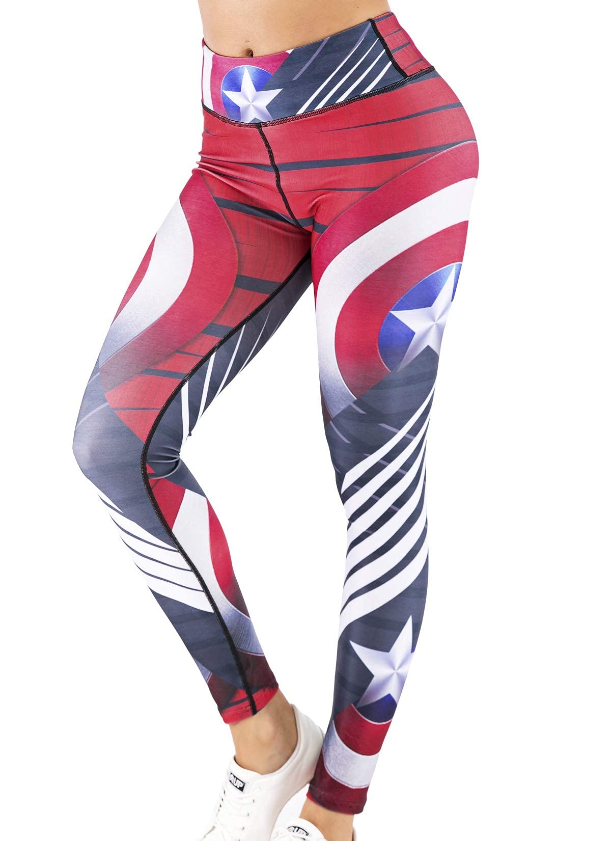 **Women's Superhero Printed Yoga Leggings - High Waist Compression Workout Pants for Running, Gym & Lounge - Stretchy & Comfortable**