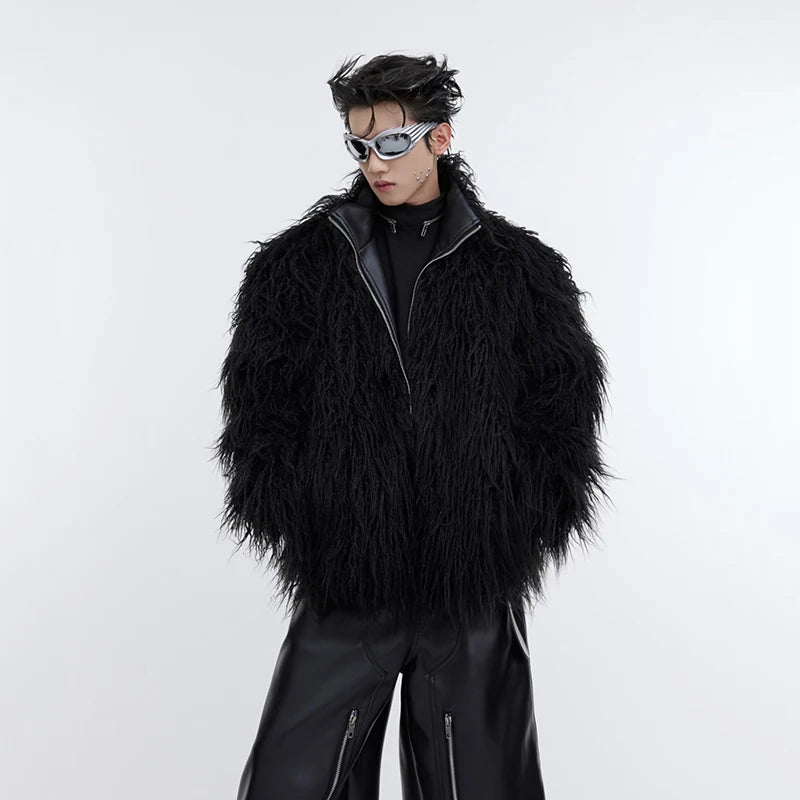 Men's Faux Fur Leather Jacket - Winter Warm Thickened Coat, Fashionable Cotton Outerwear for Men | Perfect for Casual Outings, Date Nights & Cold Weather