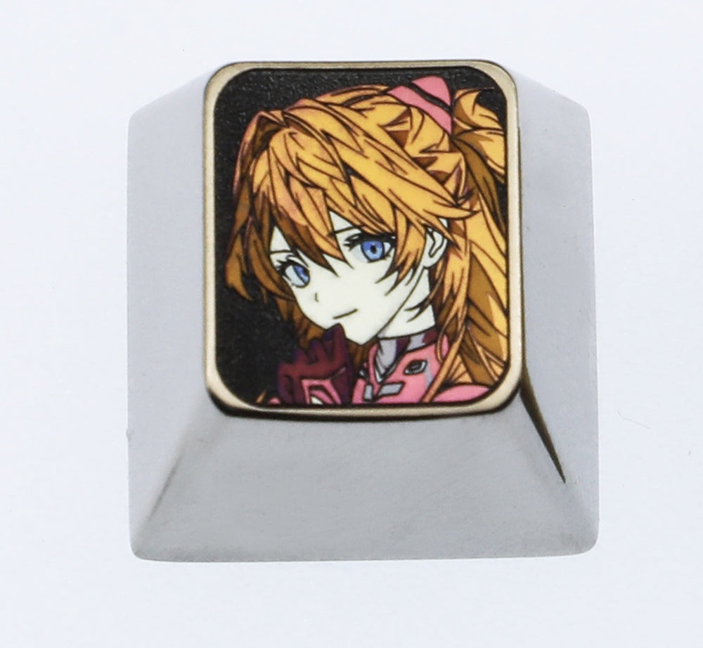Custom EVA Asuka Titanium Alloy Keycap - Anime Art Mechanical Keyboard Keycap for Gaming & Typing - Perfect for Gamers, Collectors & Anime Fans