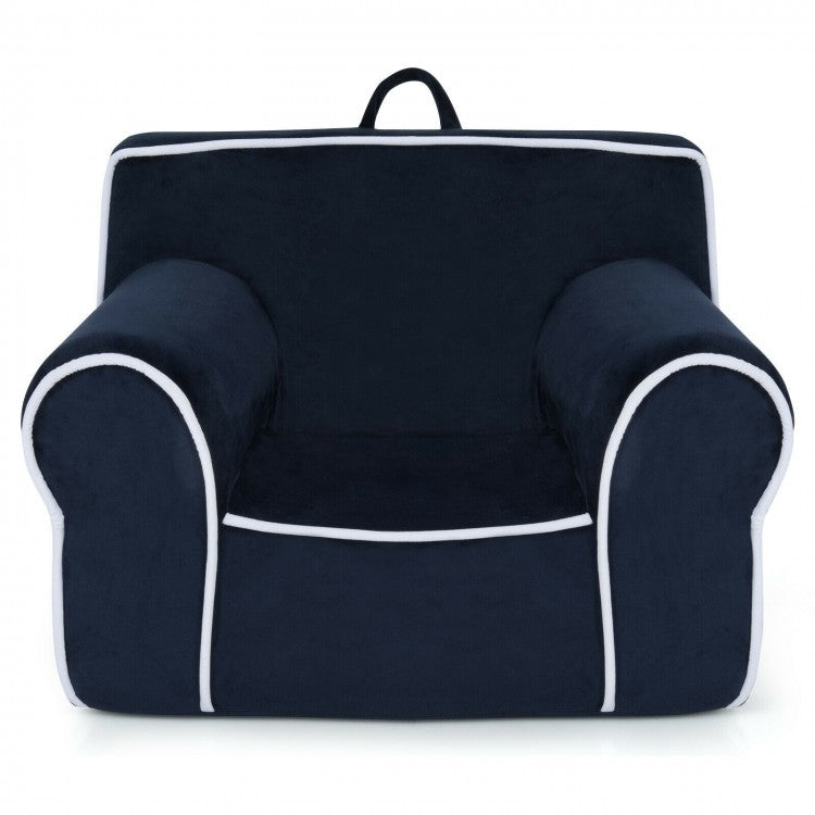 Velvet Upholstered Kids Sofa - Premium Sponge Cushion, Navy Blue - Perfect for Playrooms, Bedrooms & Reading Nooks