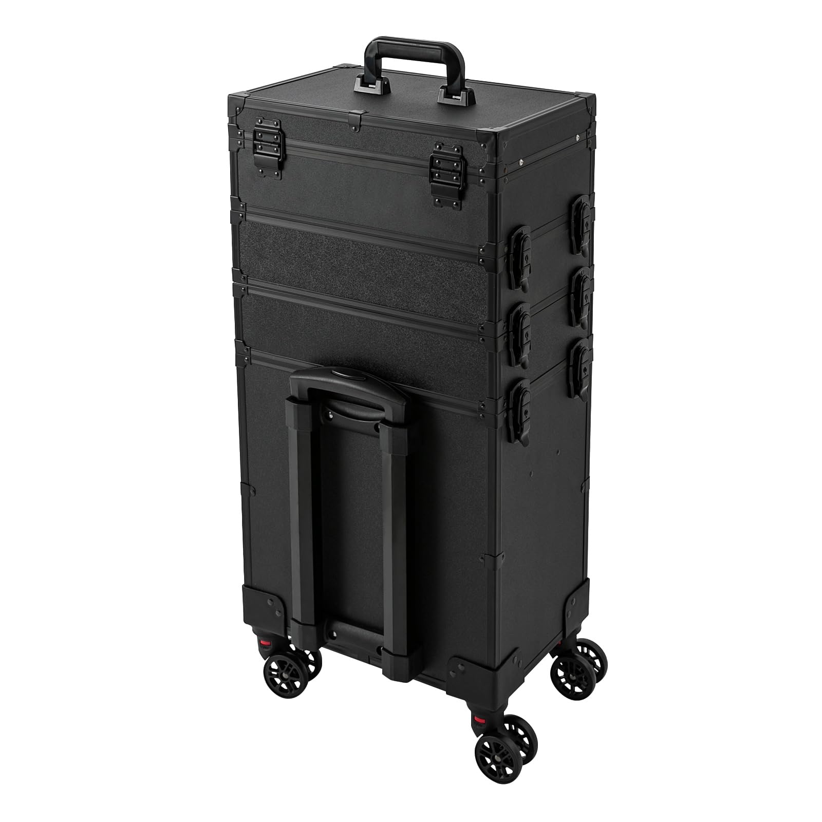 Professional Rolling Makeup Train Case with Lock & Mirror - 5-Tier Large Capacity Cosmetic Organizer with Storage Compartments & 4 LED Lights - Perfect for Makeup Artists, Salon Professionals & Travel Beauty Essentials