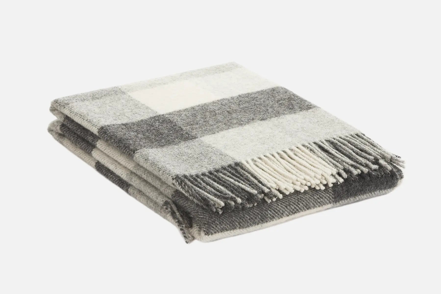 Premium Grey Plaid Ullard Irish Wool Throw Blanket - Soft & Warm 100% Wool Blanket for Sofa, Bed & Couch - Cozy Home Decor & Winter Gift Idea