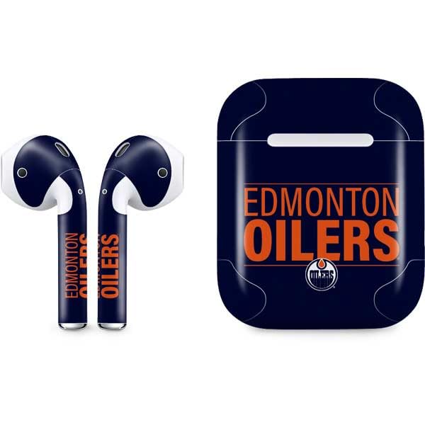 Officially Licensed NHL Edmonton Oilers AirPods Skin Decal - Custom Protective Vinyl Sticker for Apple AirPods Case | Perfect for Hockey Fans, Game Day & Team Spirit