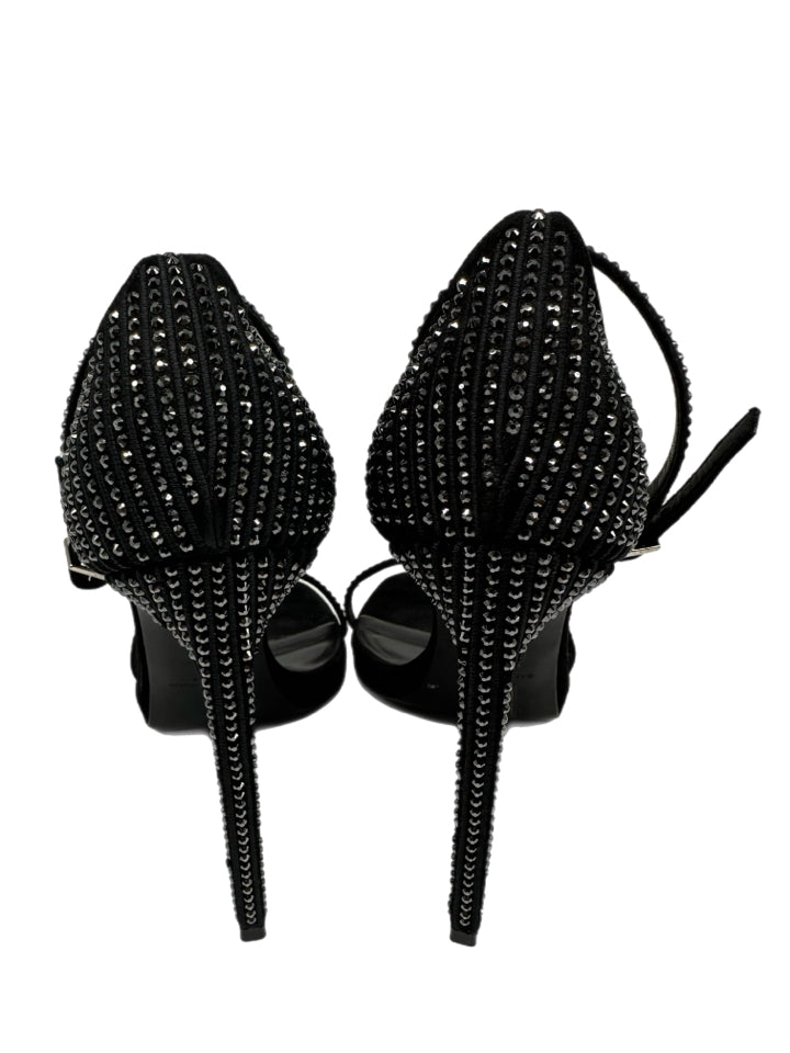 Saint Laurent Jane Black Rhinestone Embellished Stiletto Heels Women's Size 40.5 (US 9.5) - Luxury Designer Pumps for Evening Parties, Weddings & Special Occasions