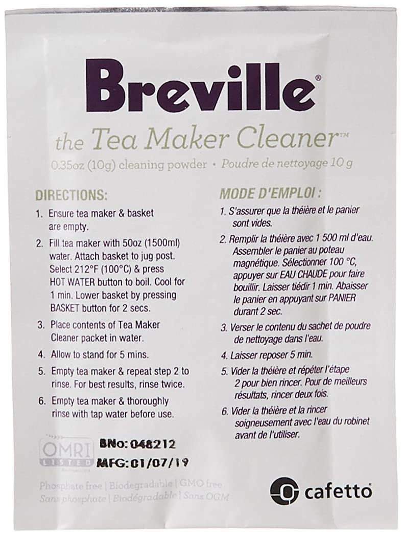 Breville Revive Organic Tea Maker Cleaner - 4 Pack (BTM100) | Deep Cleans Tea Residue & Stains | Perfect for Breville Tea Makers & Electric Kettles