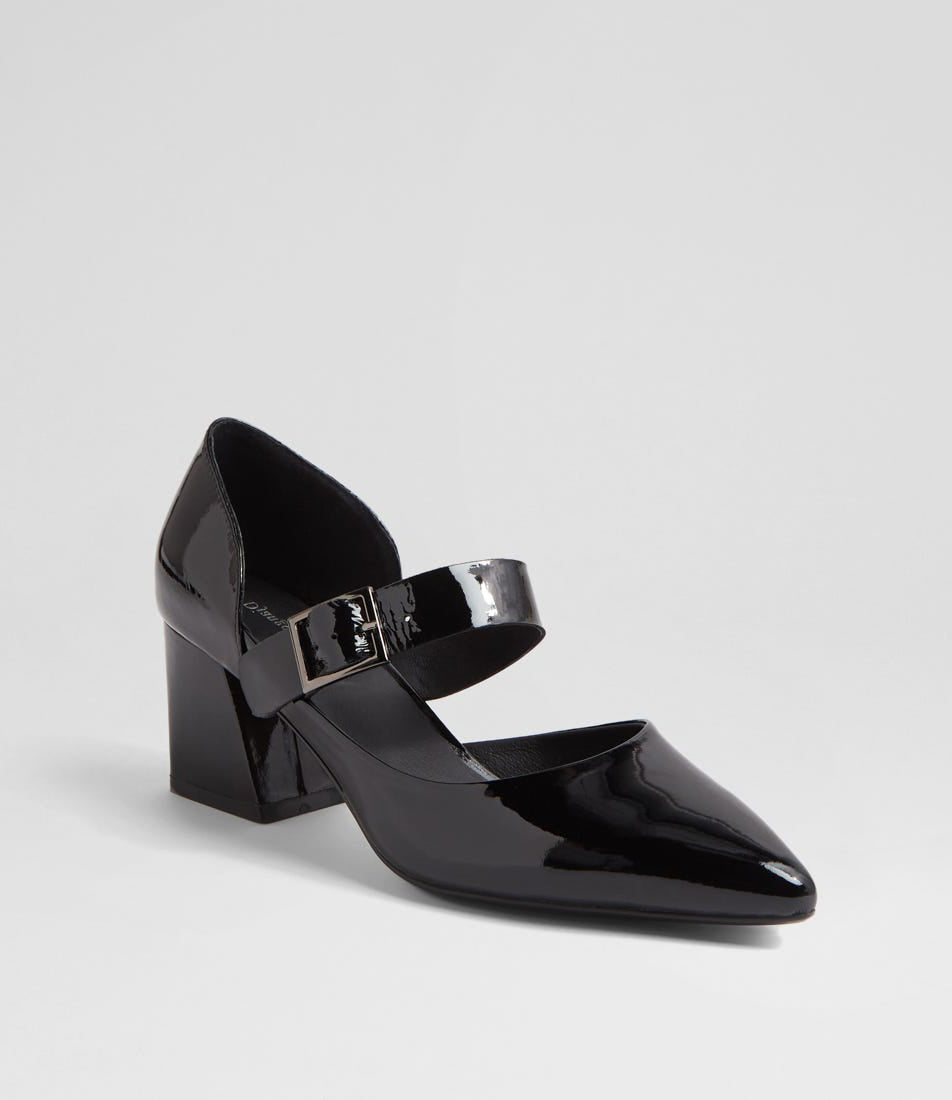 DJANGO & JULIETTE Women's Black Patent Leather High Heel Pumps - Elegant Dress Shoes for Office, Party & Special Occasions
