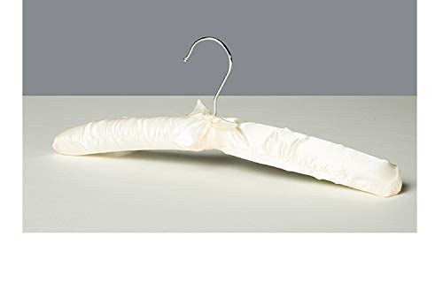 5 Pack Heavy Duty Silk Hangers with Anti-Rust Swivel Chrome Hooks - Satin Padded Clothes Hangers for Sweaters, Coats, Suits & Delicate Wedding Dresses (Ivory White) - Perfect for Closet Organization & Garment Protection