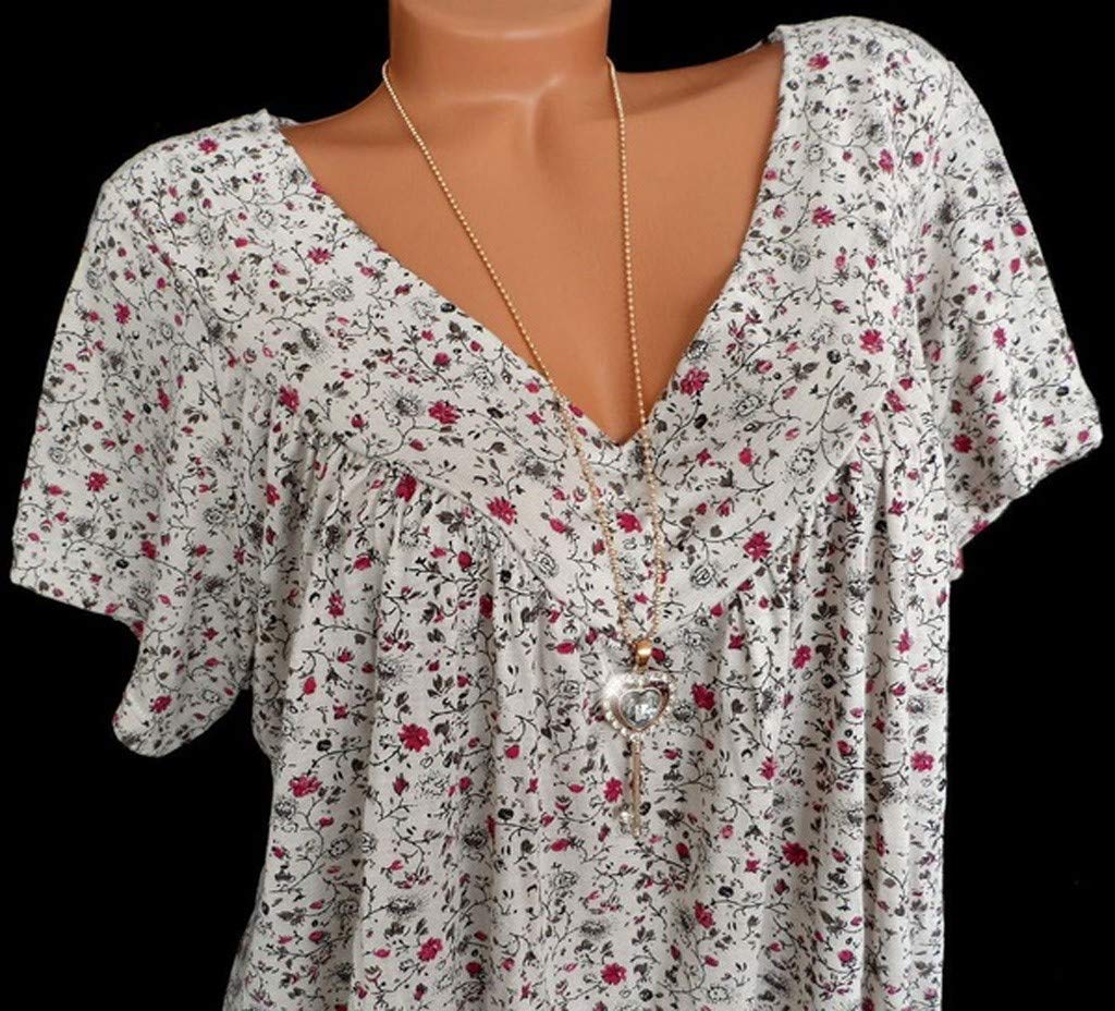 Oversized Flowy Shirts for Women - V Neck Short Sleeve Summer Tops, Casual Loose Fit T-Shirts & Blouses, Plus Size Tunic Tees | Perfect for Beach Outings, Vacation Wear & Everyday Comfort