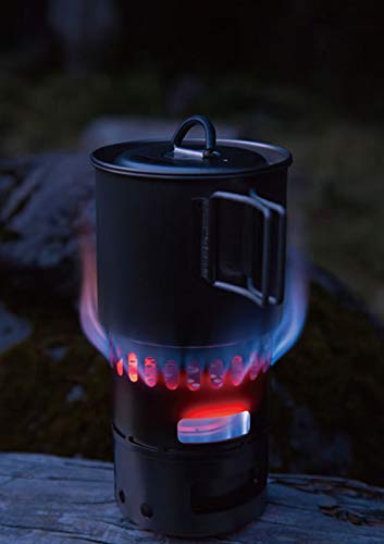 Evernew Titanium Mug Pot 500ml with Stove Set - Lightweight Camping Cookware for Backpacking, Hiking & Outdoor Adventures (Red ECA268R)
