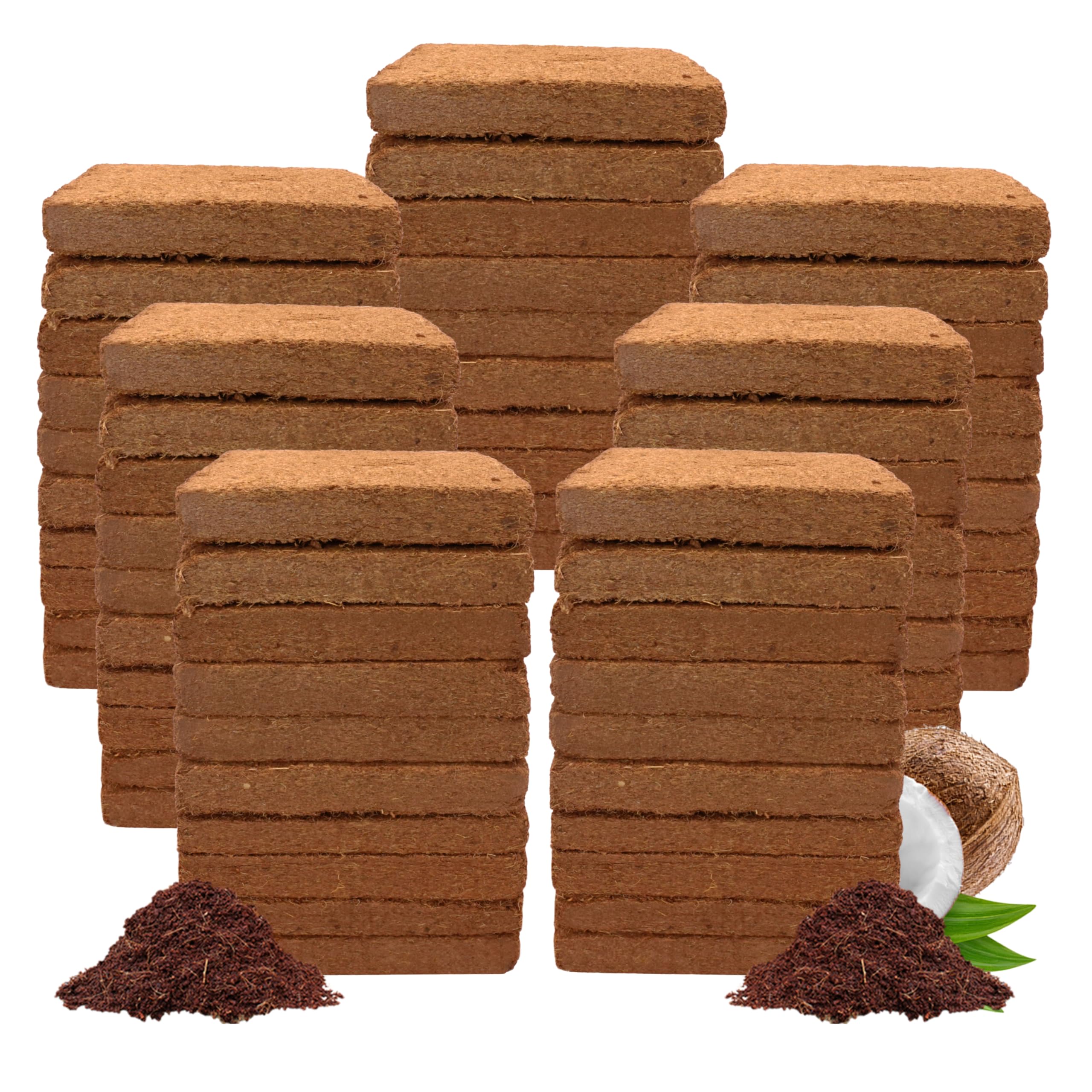 Organic Coco Coir Bricks (250g, 70-Pack) - OMRI-Listed Coconut Fiber for Plants, Gardening & Hydroponics - Premium Coco Peat Soil Amendment for Indoor/Outdoor Plants, Seed Starting & Mulching