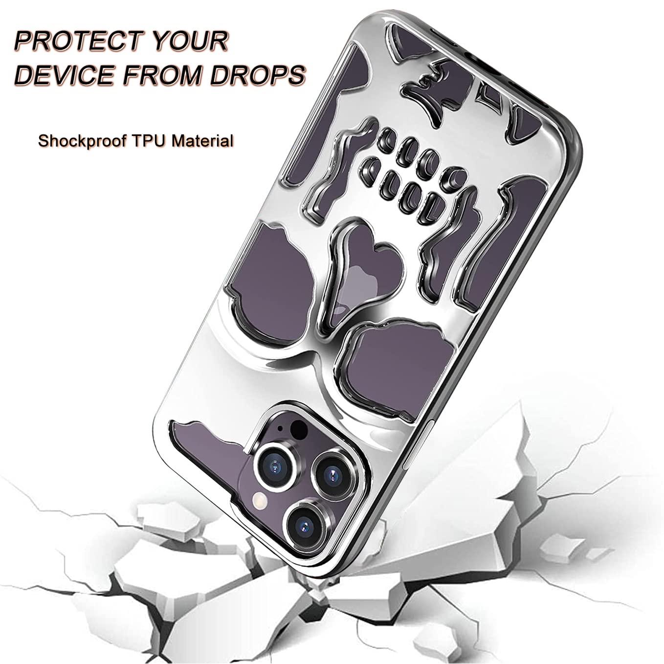 2023 Premium Metal Skull Phone Case for iPhone 13 - Luxury Hollow Design with Personality Carving | Protective Soft Cover for Everyday Use, Parties & Gifts