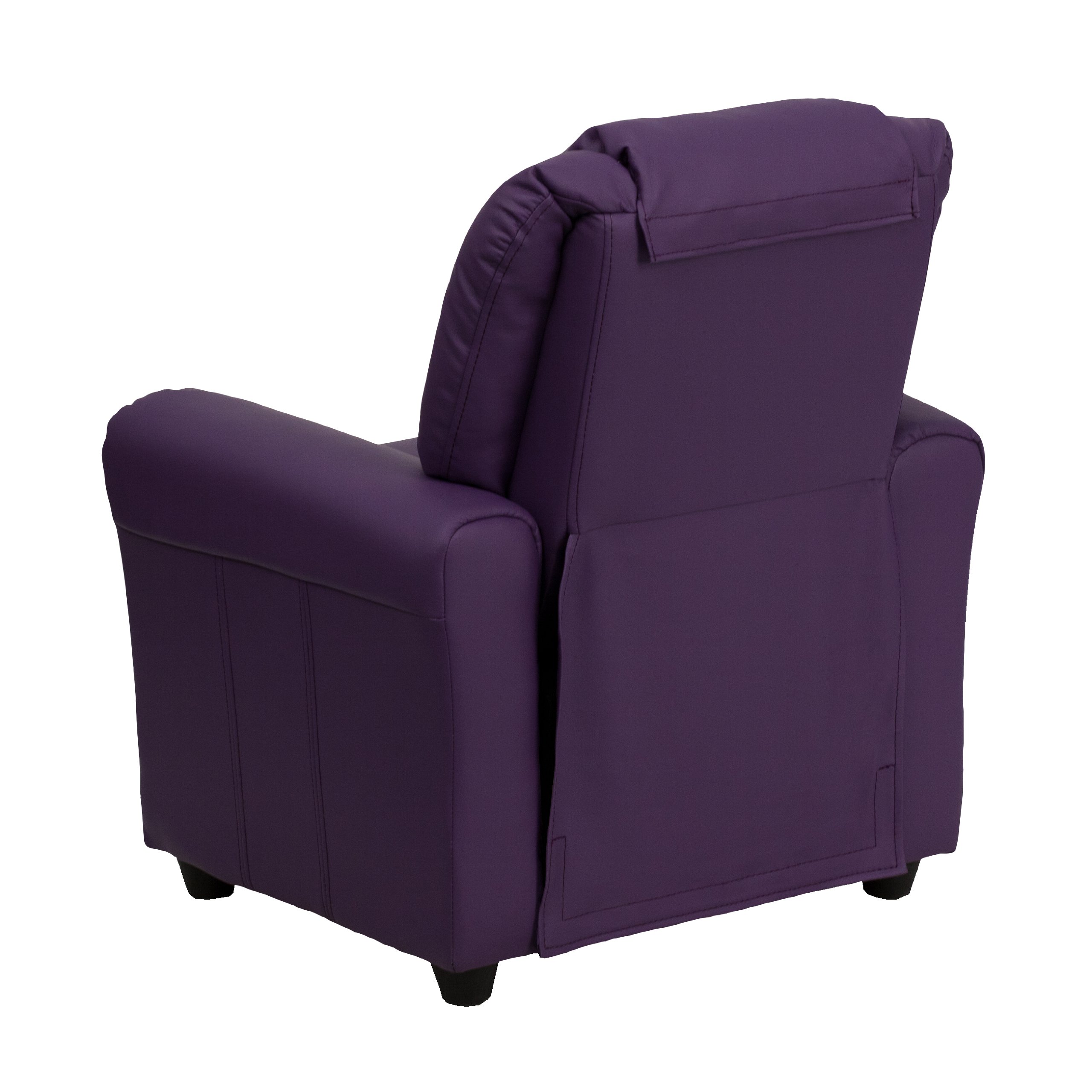 Purple Vinyl Kids Recliner Chair with Cup Holder & Headrest - Comfortable Lounge Chair for Children's Bedroom, Playroom, or TV Watching